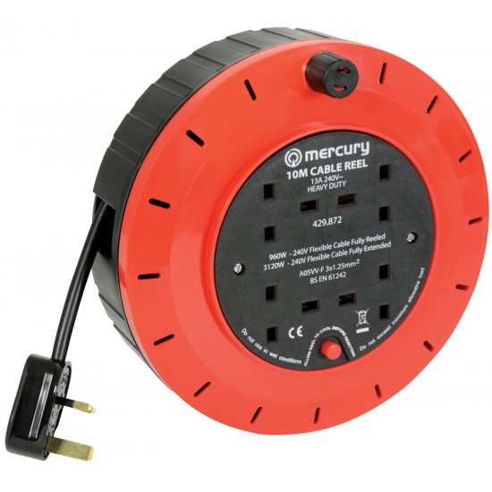 4-Gang Extension Reel with Thermal Cut Out 10 Metre
