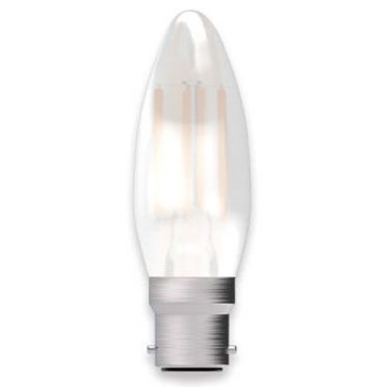 Bell Lighting 60707 3.3W BC (Bayonet Cap) LED Satin Filament Candle Bulb Warm White