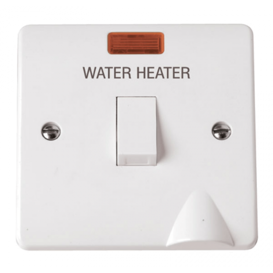 Click Scolmore CMA046 20Amp 1 Gang Double Pole Switch Marked Water Heater
