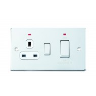 Niglon D-CC45DPN-PCM 45 Amp Cooker Switch with Socket Polished Chrome