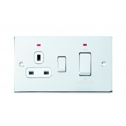 Niglon D-CC45DPN-PCM 45 Amp Cooker Switch with Socket Polished Chrome