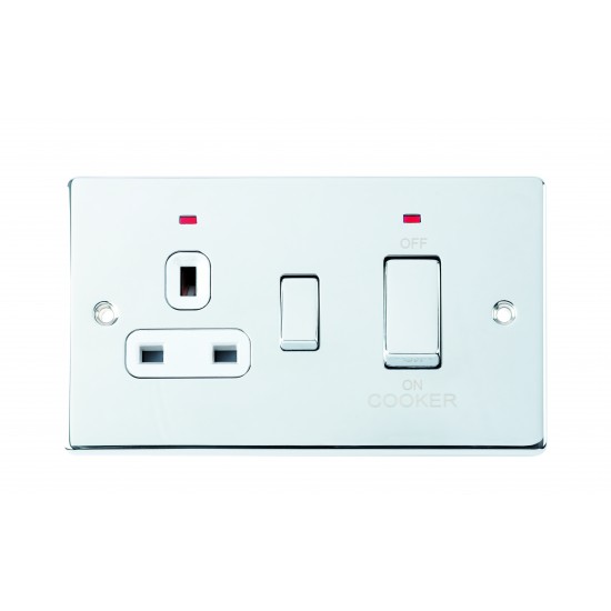 Niglon 45 Amp Cooker Switch with Socket Polished Chrome