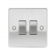 Niglon 2 Gang 2 Way Switch Brushed Chrome
