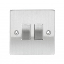 Niglon 2 Gang 2 Way Switch Brushed Chrome