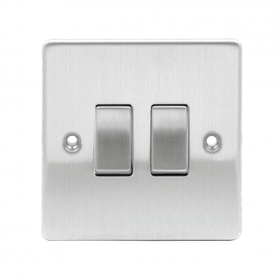 Niglon 2 Gang 2 Way Switch Brushed Chrome