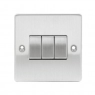 Niglon 3 Gang 2 Way Switch Brushed Chrome