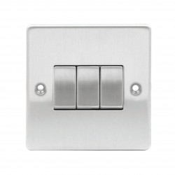 Niglon 3 Gang 2 Way Switch Brushed Chrome