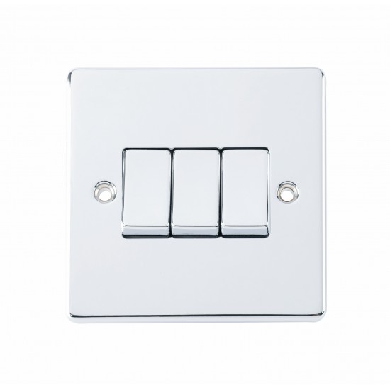 Niglon D-SP632-PCM 3 Gang 2 Way Polished Chrome Light Switch