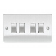 Niglon 4 Gang 2 Way Twin Plate Switch in Brushed Chrome