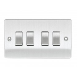 Niglon 4 Gang 2 Way Twin Plate Switch in Brushed Chrome