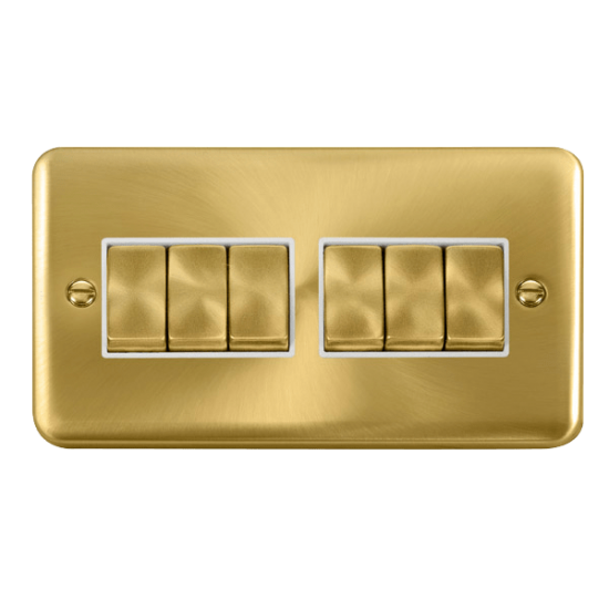 DPSB416WH Deco Plus 10AX Ingot 6 Gang 2 Way Plate