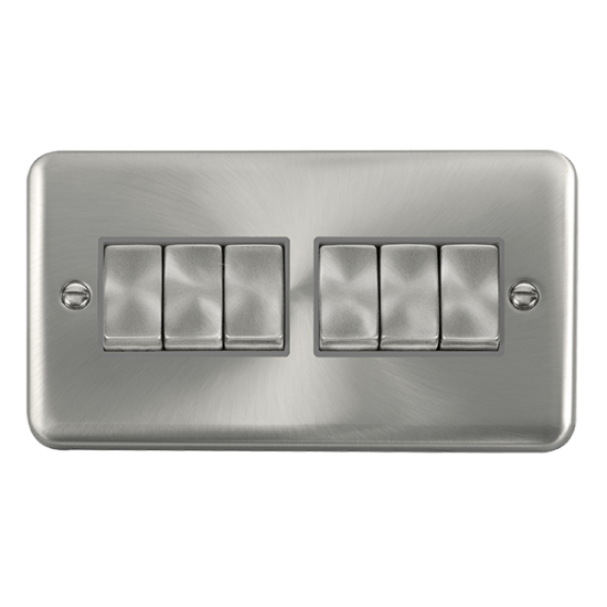 DPSC416GY Deco Plus 10AX Ingot 6 Gang 2 Way Plate