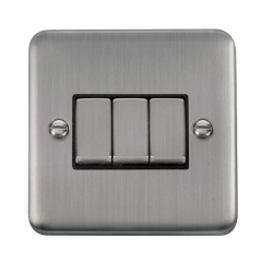 DPSS413BK Deco Plus 10AX Ingot 3 Gang 2 Way Plate