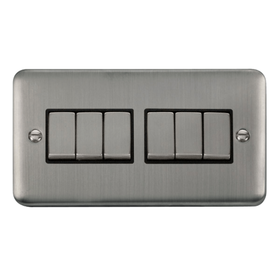 DPSS416BK Deco Plus 10AX Ingot 6 Gang 2 Way Plate
