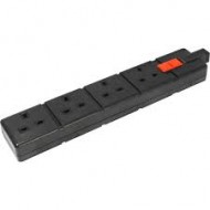 4 Gang trailing socket black