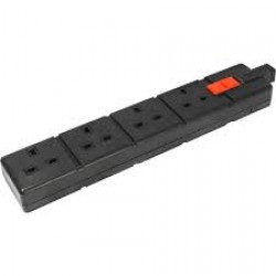 4 Gang trailing socket black