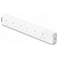 Extension Block 6 Gang White Neon