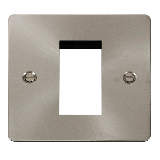 Scolmore Click Define Flat plate FPBS310 1 Gang New Media Unfurnished Plate - 1 Aperture Brushed Steel