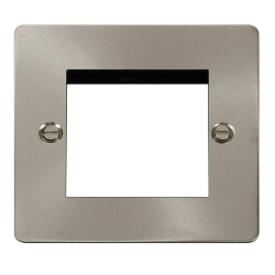 Scolmore Click Define Flat plate FPBS311 1 Gang New Media Unfurnished Plate - 2 Aperture Brushed Steel
