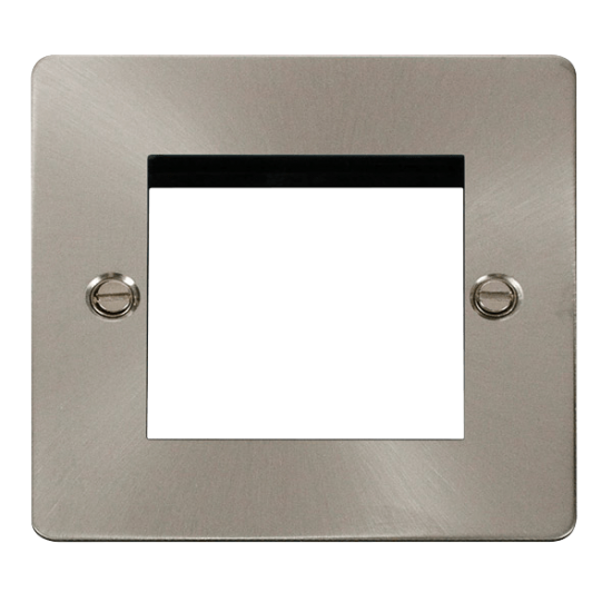 Scolmore Click Define Flat plate FPBS311 1 Gang New Media Unfurnished Plate - 2 Aperture Brushed Steel