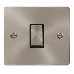Scolmore Click Define Flat plate FPBS425BK 10AX 1 Gang Intermediate Plate Switch Brushed Steel Black Insert