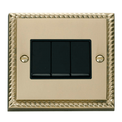 Scolmore GCBR013BK Deco 3 Gang 2 Way 10AX Switch - Black