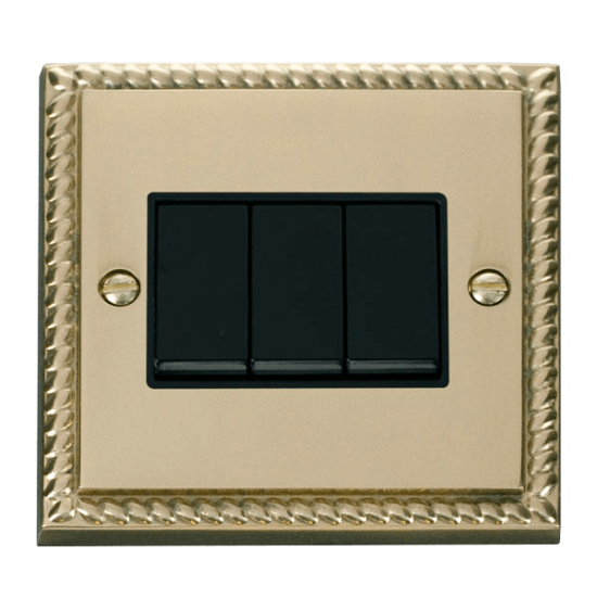Scolmore GCBR013BK Deco 3 Gang 2 Way 10AX Switch - Black
