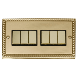 GCBR416BK Deco 6 Gang 2 Way 'Ingot' 10AX Switch -