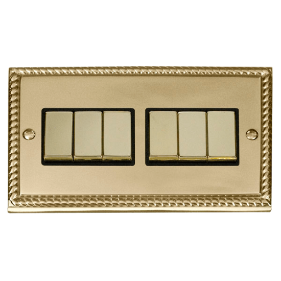 GCBR416BK Deco 6 Gang 2 Way 'Ingot' 10AX Switch -