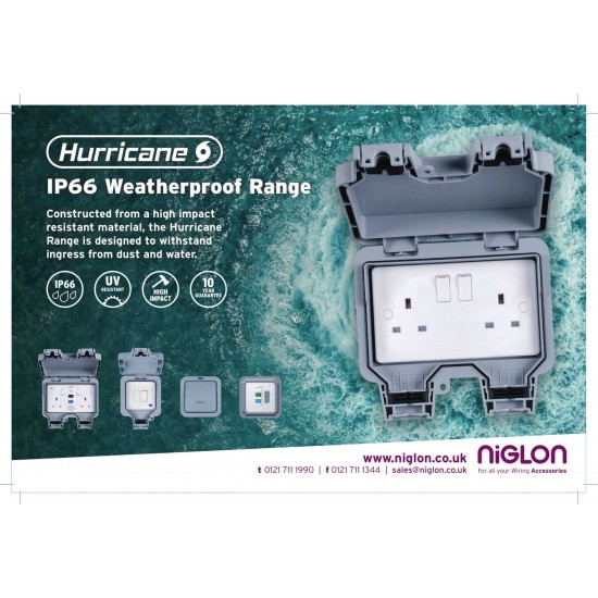 Niglon H-WS132S Outdoor weatherproof twin Plug Socket Switched 13amp