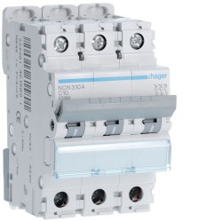 Hager 10A Triple Pole MCB 10kA C Curve