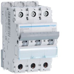 Hager 32A Triple Pole MCB 10kA B Curve