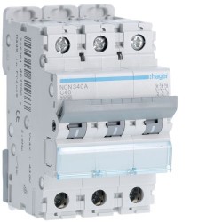 Hager 40A Triple Pole MCB 10kA C Curve