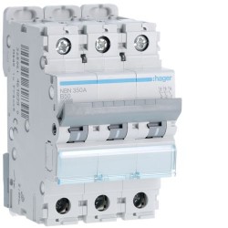 Hager 50A Triple Pole MCB 10kA B Curve