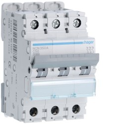Hager 50A Triple Pole MCB 10kA C Curve