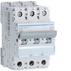Hager 63A Triple Pole MCB 10kA C Curve