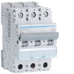 Hager 6A Triple Pole MCB 10kA C Curve
