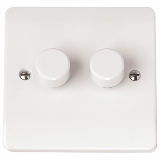 2 Gang 2 Way 400W Push Dimmer