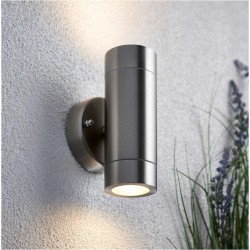 Saxby 13802 Palin IP44 GU10 Up Down Light Brushed Stainless Steel