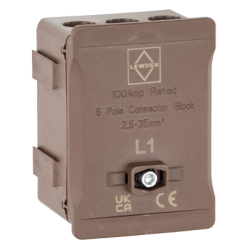 Lewden DT1005BR Distribution Terminal 100A 5 Way Brown
