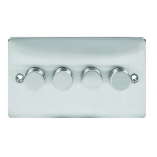 Niglon 400W 4 Gang Push Dimmer Brushed Chrome