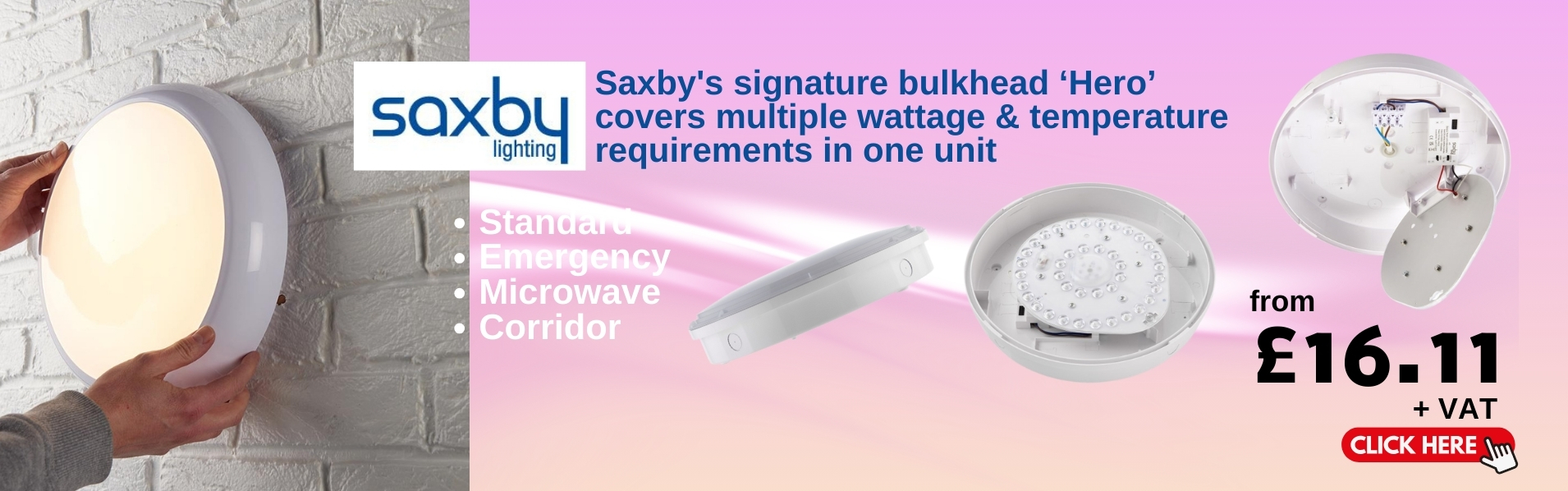 Solihull electrical wholesalers - Saxby Hero Bulkhead Lighitn