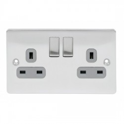 Niglon D-S132DPS-BCG Twin Switched Socket 13 Amp Brushed Chrome