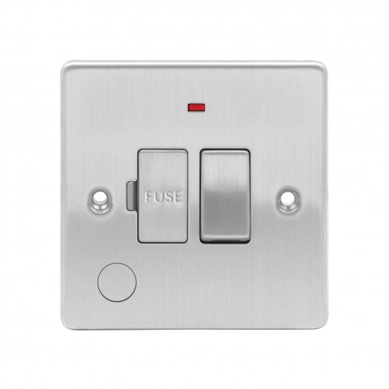 Niglon 13 Amp Switched Fused Spur F/O & Neon Brushed Chrome