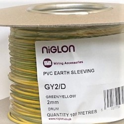 Oversleeving 2mm Green/Yellow 100 Metres