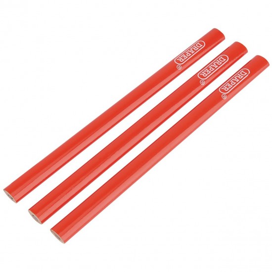 Draper 34180 Carpenters Pencils, 174mm Pack of 3