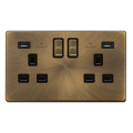 Antique Brass - Black Inserts - Screwless - Scolmore Click