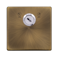 Scolmore Click Definity Complete SFAB660 20 Amp Double Pole Key Lockable Switch Antique Brass Screwless Black Insert