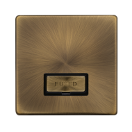 Scolmore Click Definity Complete SFAB750BK 13 Amp Ingot Fused Spur Connection Unit Antique Brass Screwless Black Insert