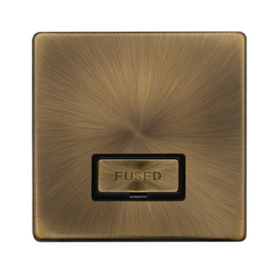 Scolmore Click Definity Complete SFAB750BK 13 Amp Ingot Fused Spur Connection Unit Antique Brass Screwless Black Insert